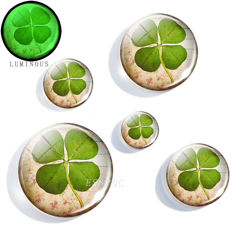 5 шт./лот светящееся четырехлистное изображение клевера кабошон из прозрачного