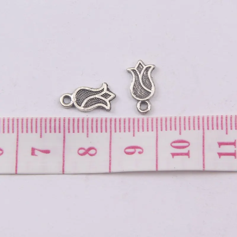 10 шт. 11x5 мм Подвески в виде цветка тюльпана античные серебряные ювелирные изделия