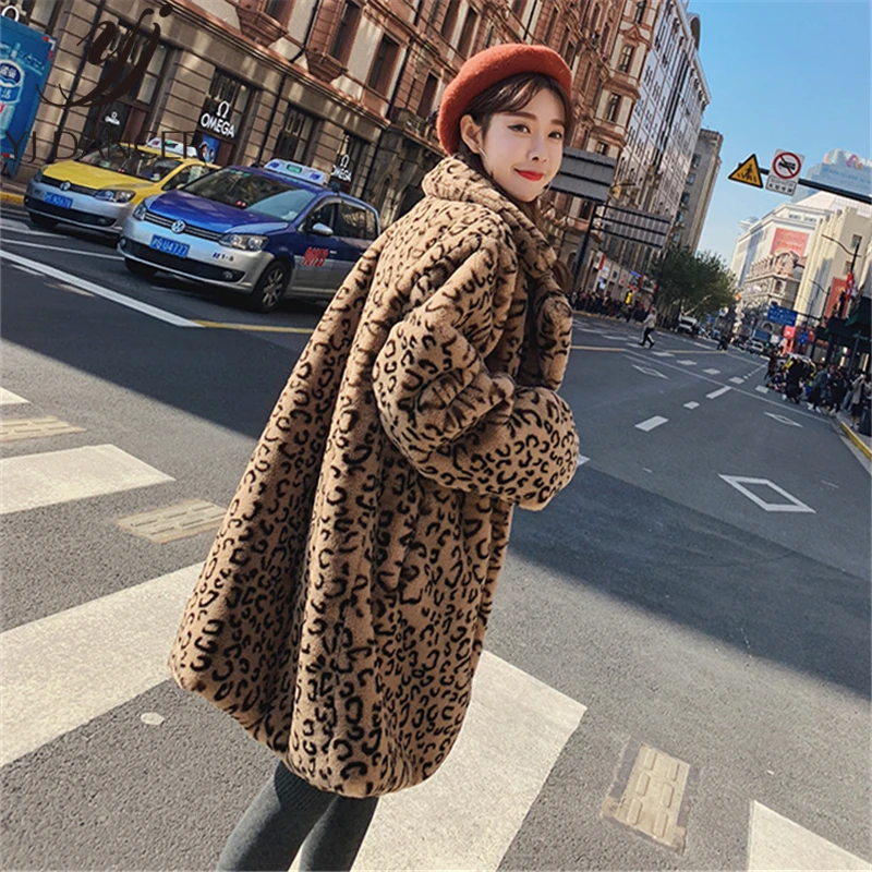 Женское длинное меховое пальто свободное толстое новинка 2019 Женская Корейская