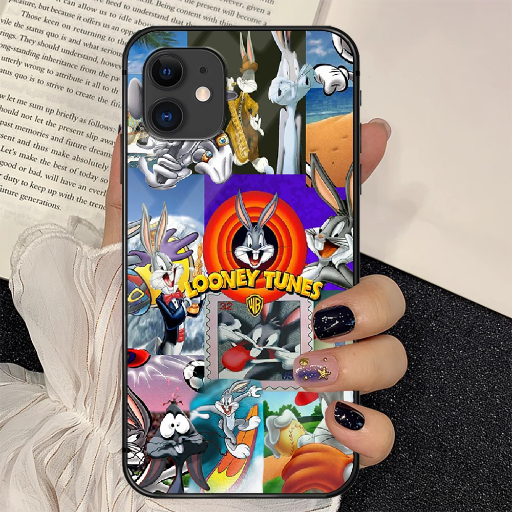 

Cartoon Animal Bunny Phone Tempered Glass Case Cover For IPhone 6 6S 7 8 11 12 X Xr Xs Se 2020 Pro Max Plus Mini Trend Painting