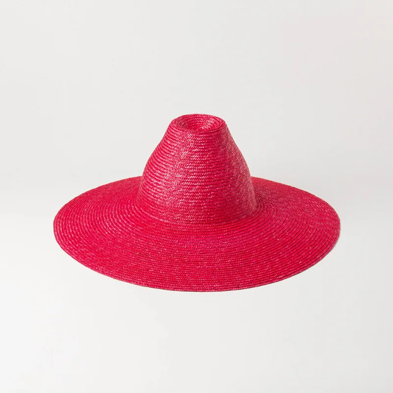 

Custom Catwalk New Cone-shaped High-top Handmade Natural Straw Hat For Women Big Wide Brim Fashion Summer Outdoor Beach Sun Hat