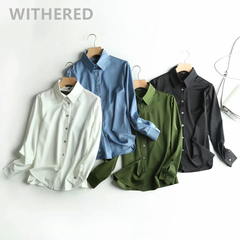 

Элегантная офисная Высококачественная атласная блузка в английском стиле Dave & Di, женские блузки, модная классическая рубашка, женские топы, 2022