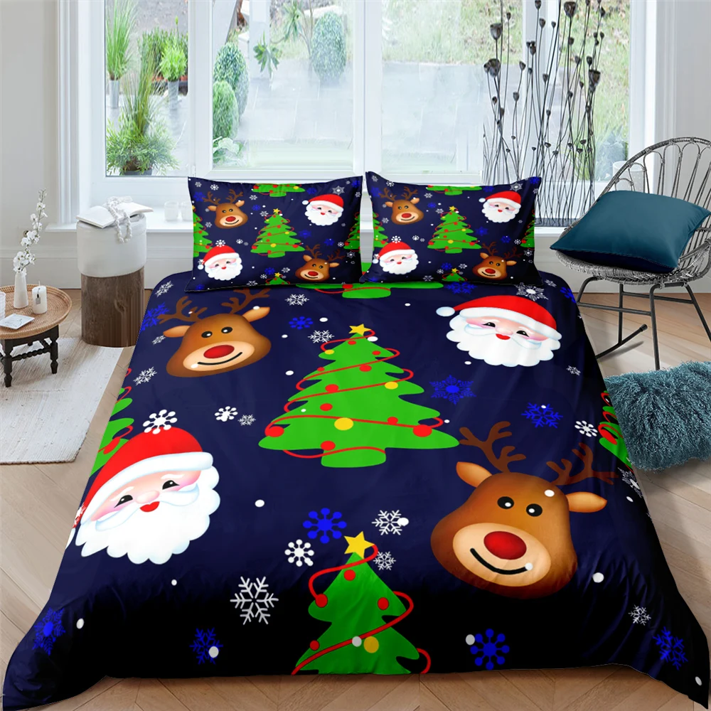 

3D Christmas Patterned Bedding Linen Santa Claus Digital Print Queen Bedding Teen Fashion Bedroom Home Textile