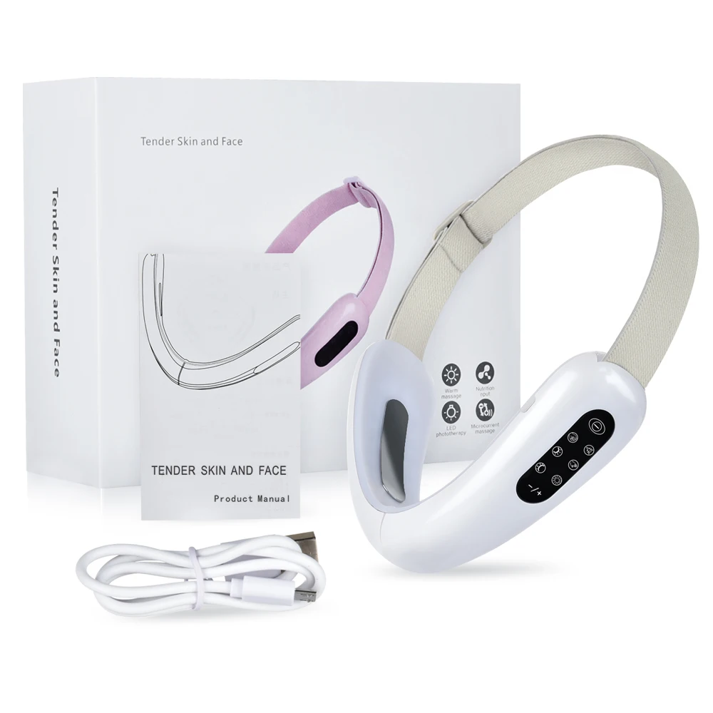 

Chin V-Line Up Lift Belt Machine Red Blue LED Photon Therapy Face Slimming Vibration Massager Facial Lifting Device V Face care