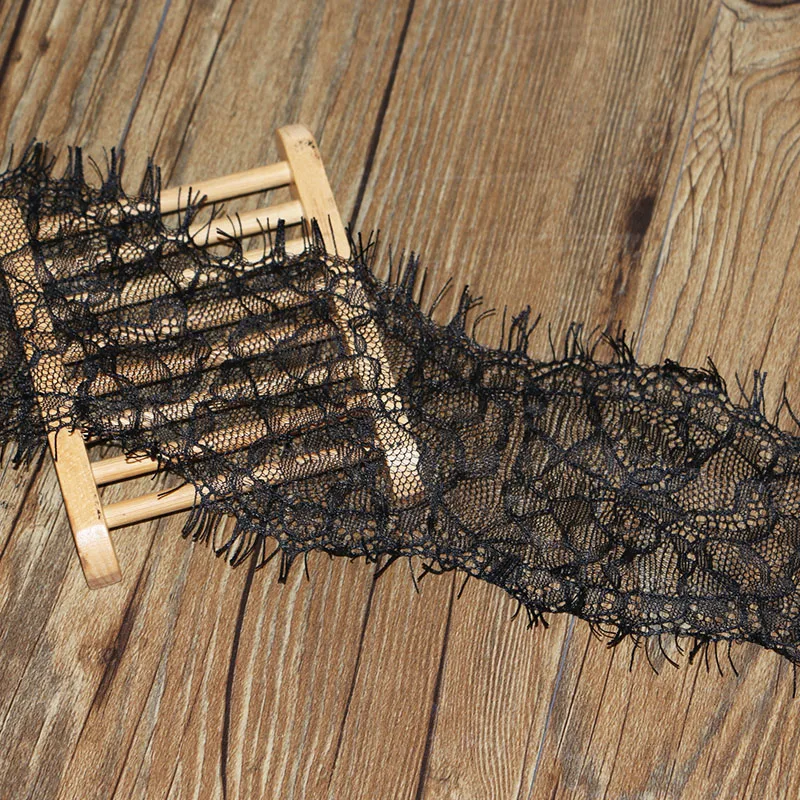 3 ярда ширина 10 см Высококачественная мода кружевная отделка с черными цветами