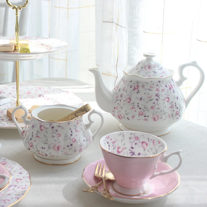 

Kitchen Ceramic & Porcelain Coffee Set Cups & Saucers Water/Milk Tea Pot Sugar Jar Dessert Food Plates Wedding Birthday Present