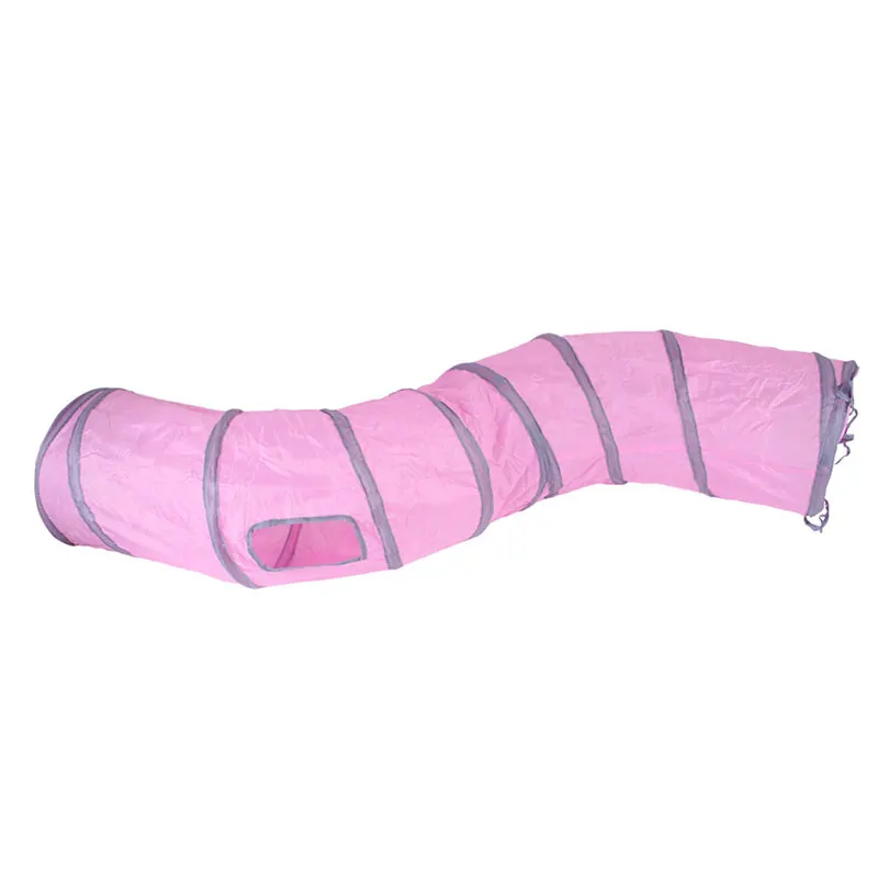 

S Shaped Cat Tunnel Curved Foldable Collapsible Dog Movement Channel Toy for Pet Puppy Kitten Rabbit 2 Way In & Out P7Ding