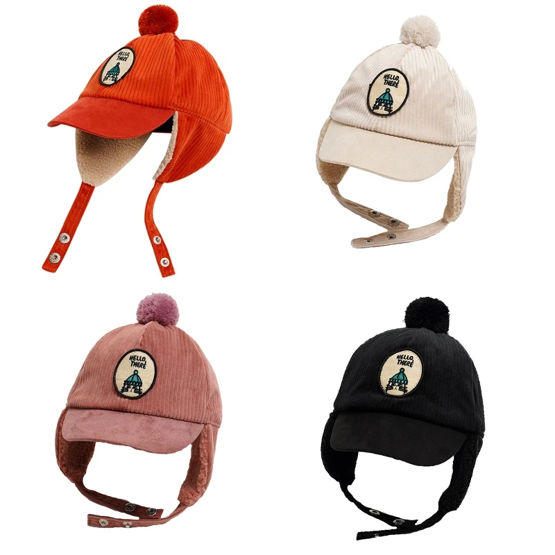 

03KD Baby Winter Warm Thick Earflap Hat Fur Lining Hat Windproof Lei Feng Hat