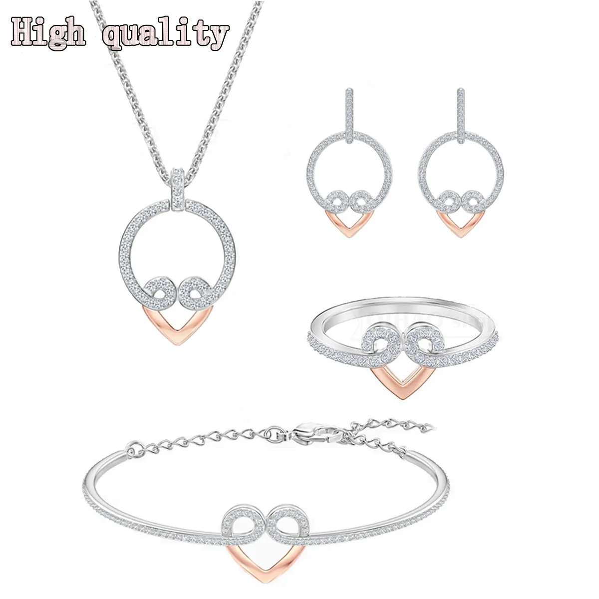 

Fashion Jewelry High Quality SWA Exquisite Crystal Heart Design Charm Women's Necklace Best Gift Name Necklace