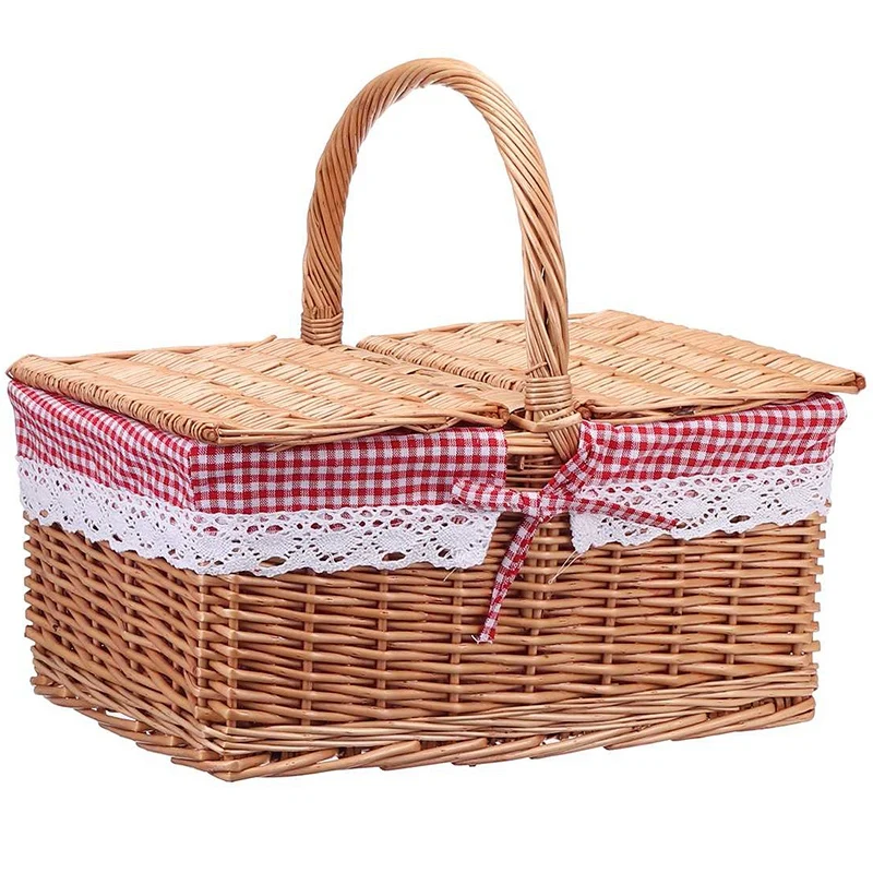 

Picnic Basket Practical Pastoral Style Basket Decorative Fabric Storage Basket Flower Basket for Home Outdoor