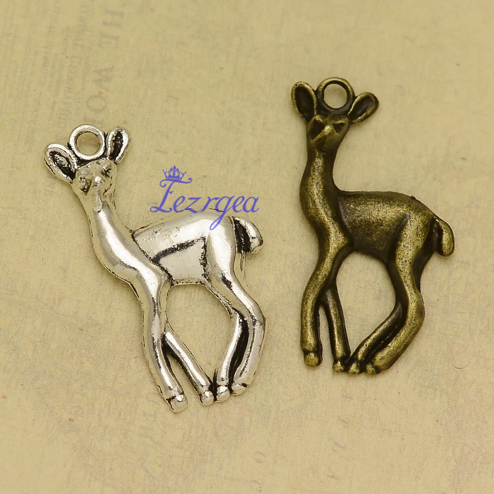 

10pcs/lot--34x17mm Antique Silver Plated/Bronze Plated 3D Deer Charms Winter Christmas Pendants DIY Supplies Jewelry Accessories