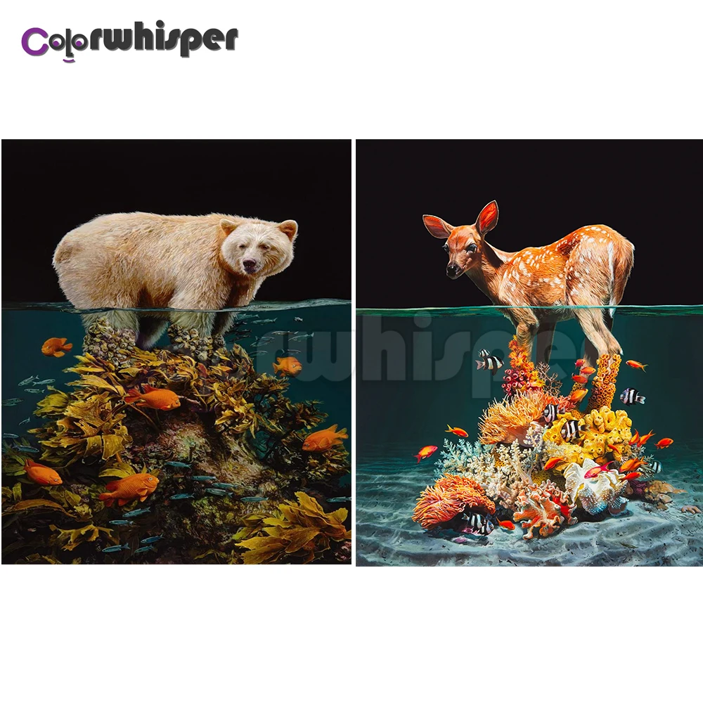 

Алмазная живопись 5D, квадратная/круглая вышивка, медведь, олень, животные, алмазная вышивка, вышивка крестиком, настенное искусство Z2534