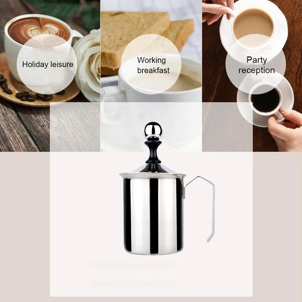 

500ML Manual Milk Frother Foamer For Making Latte Cappuccino Creamer Frothing Foarmer Stainless Steel Coffee Appliances