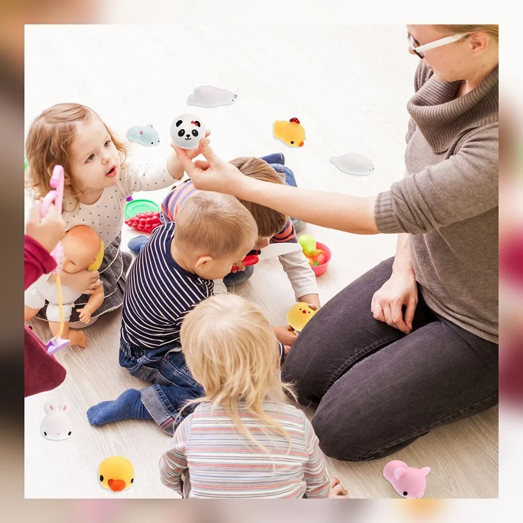 

18 pcs/set Relieve Stress Toys Set Cute Animal With Egg Shell Filled Kawaii Squishy Squeeze Decompression Toys For Kids Adults