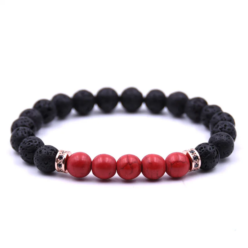 Горячая натурального вулканическая лава камень мужской браслет микро