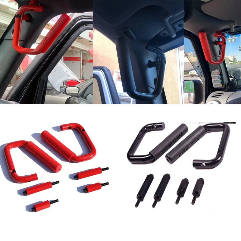 Черный/красный поручни переднего сиденья для Jeep Wrangler YJ TJ JK CJ 1995 2016 Премиум