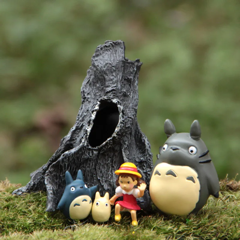 Cartoon DIY Resin Totoros Mei Mini Figure Dolls Tree Landscape Miniature Figurines Home Garden Decoration Toys for Kids Gifts | Игрушки и