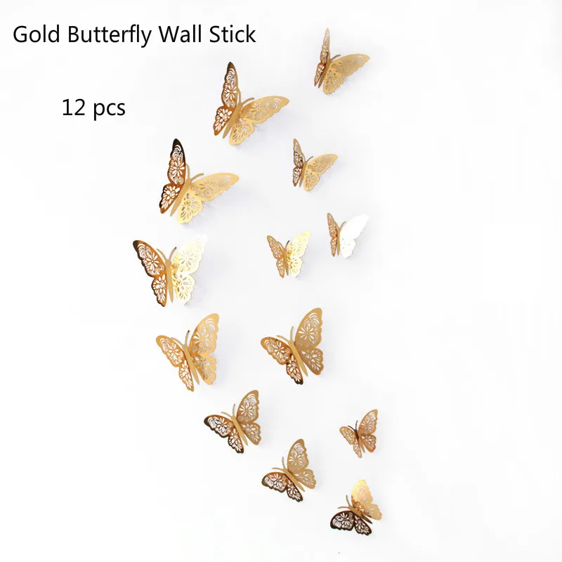 12 шт. полые 3-D бабочки настенные декоративные наклейки Домашнее Моделирование