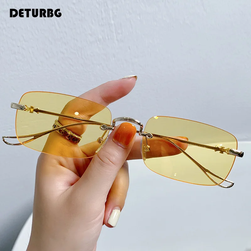 

Rimless Oval Ocean Sunglasses Women's Metal Frame Luxury Brand Designer Eyewear Sun Glasses Shades for Women Men UV400 SG081