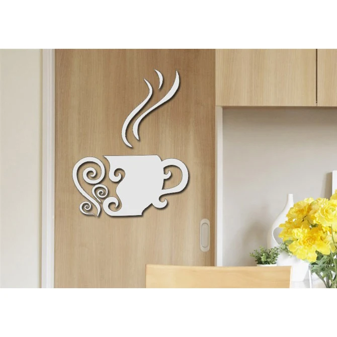 Настенная Наклейка стена настенное зеркало кофейная чашка креативный декор