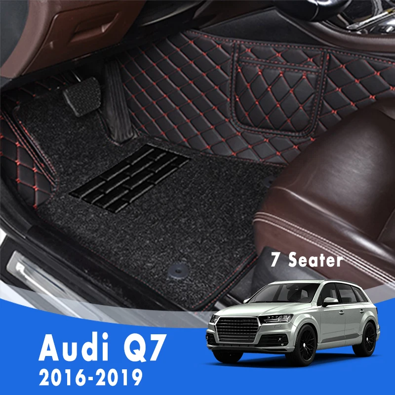 

LHD Luxury Double layer Wire loop Carpets Car Floor Mats For Audi Q7 2019 2018 2017 2016 7 Seats Automobiles Parts Accessories