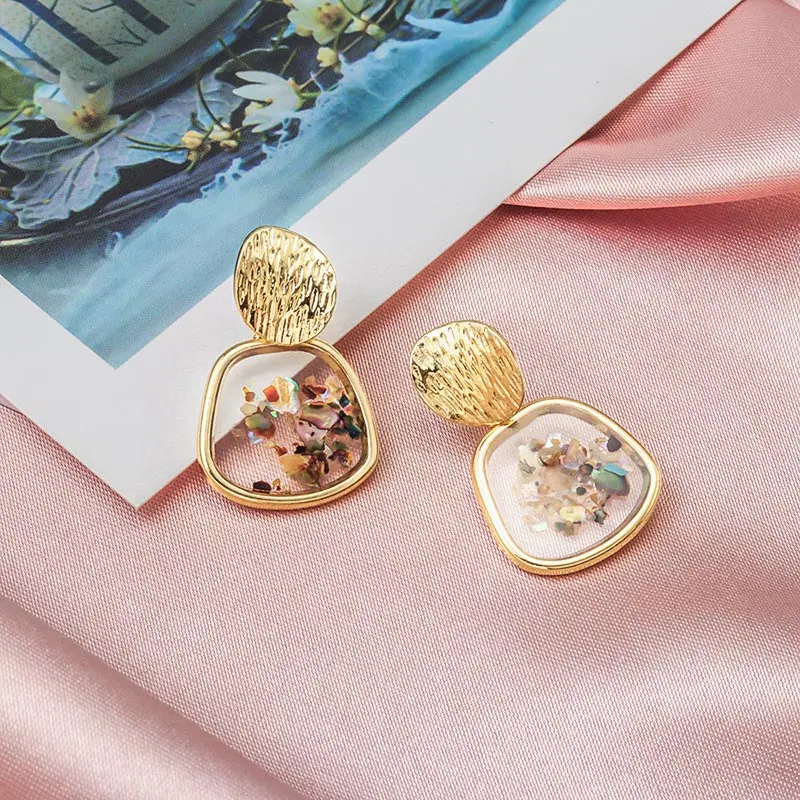 Product 39 POXAM винтажные массивные черные акриловые Висячие серьги для женщин модные ювелирные изделия корейский, геометрической формы золотые свисающие серьги с бриллиантами - Окраска металла: Product 39