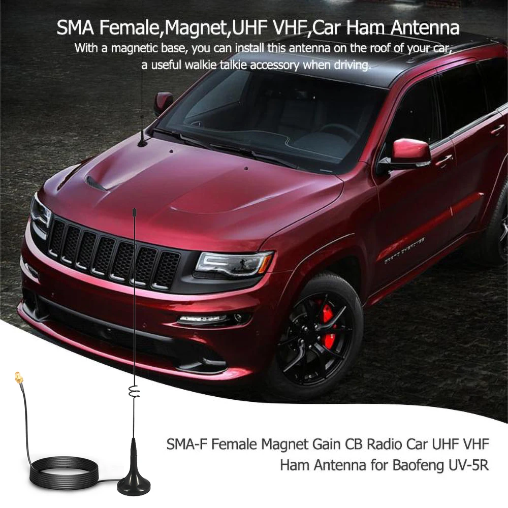 

2021 Baofeng Car Antenna UT-108UV Gain Radio Aerials SMA-F UHF VHF Magnetic Stand for Two Way Walkie Talkie UV-5R/5RE/82 BF888S