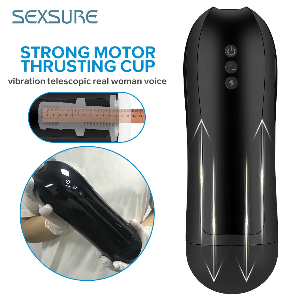 Intenal Telestopic Masturbator Cup Sex Machine For Men Automatic Masturbation Male Long Tunnel , With Voice,Sex toys