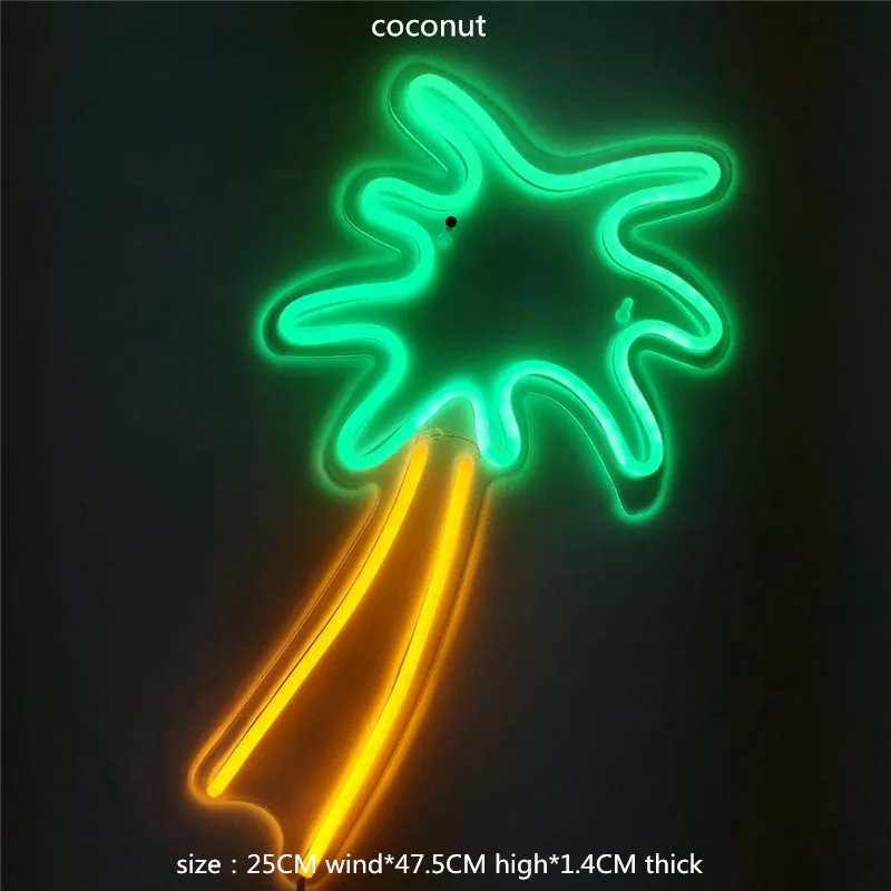 coconut Светодиодный неоновый светильник, неоновый светильник с верхней панелью, цветная лампа, крыло, мороженое, неоновый розовый, украшение для детской комнаты, украшение для дома и магазина, сексуальный знак - Испускаемый цвет: coconut