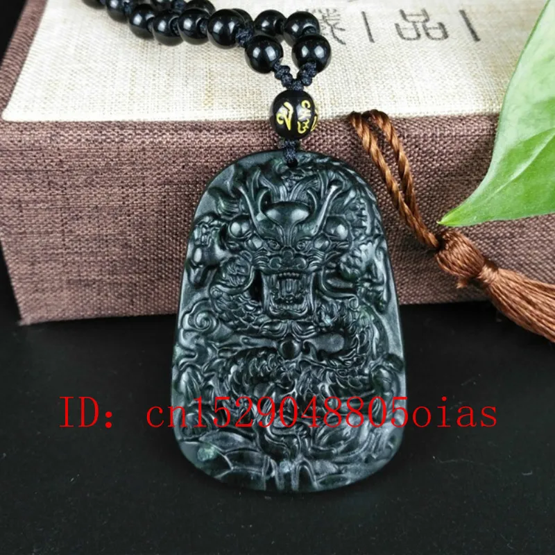 Сертифицированный натуральный черный зеленый резной Нефритовый камень Дракон