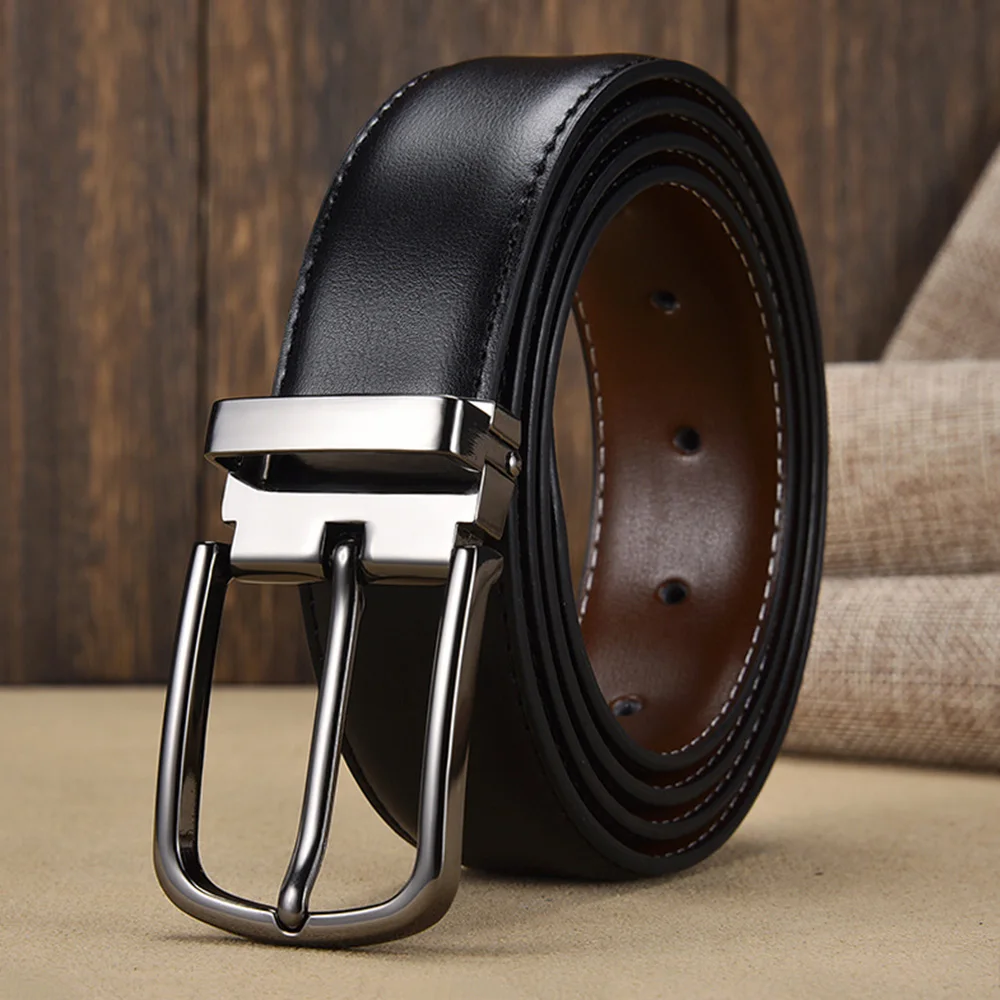 FAJARINA 2020 Mens Quality Real Cow Skin Leather Double Sided Surface Pin Buckle Belts for Men Men's Cowhide Belt Jeans N17FJ838 |