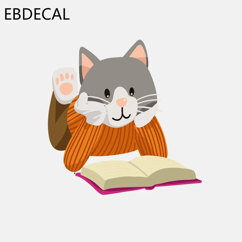 EBdecalCartoon Cat Читающая книга полностью PVCSticker наклейки сделай сам декор CT5262 |