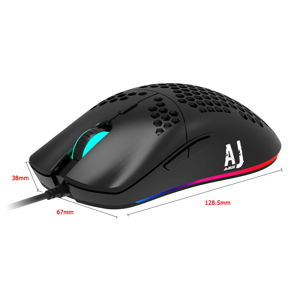 

Ajazz AJ390/AJ390R Lightweight Wired Mouse Hollow-Out Gaming Mouce Mice 6 DPI Adjustable 7Key 16000DPI
