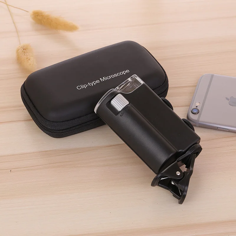 

Adjustable Zoom 60x-100x Universal Mobile Phone Clip-on Magnifying Glass Microscope K9 Optical Lens