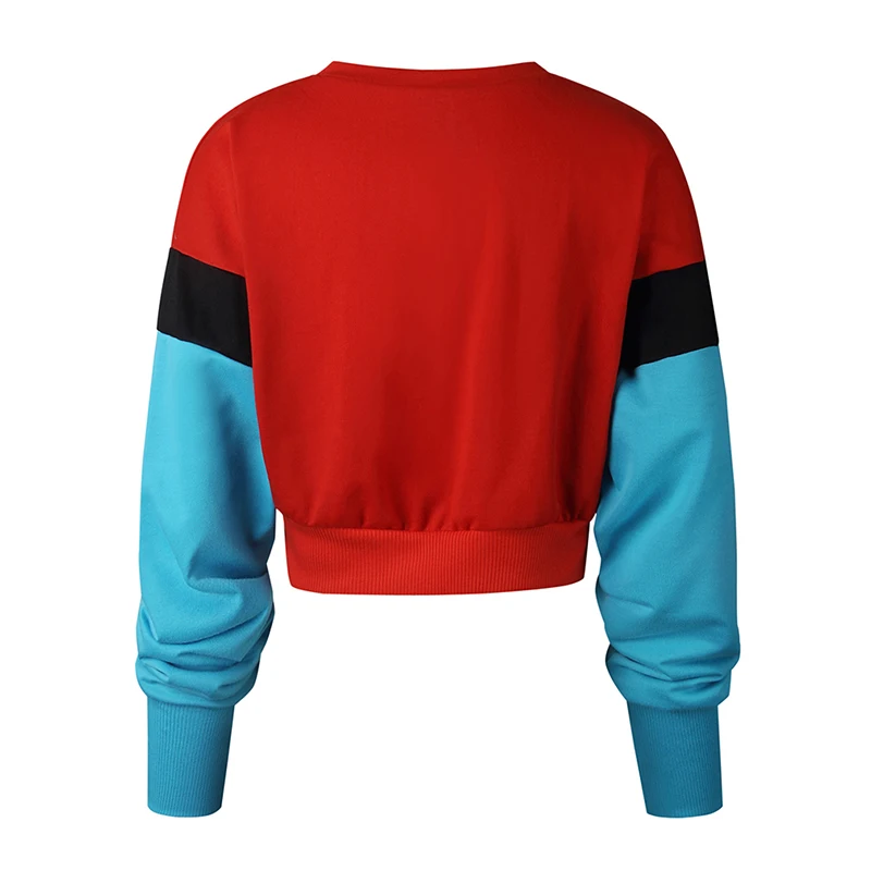 

2020 Autumn Candy Color Women Long Sleeves Mock Neck Casual Patchwork Knitted Pullovers Crop Tops Femme