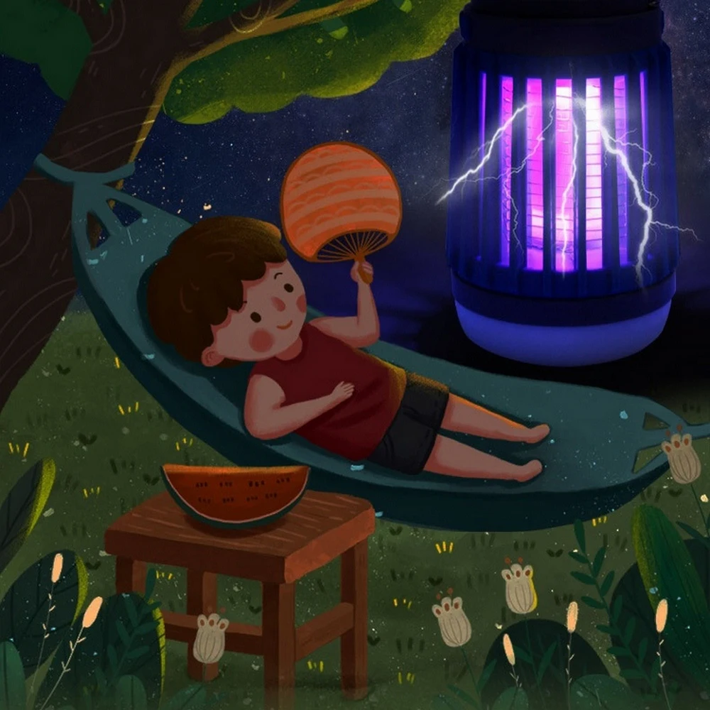 

Solar LED Electric Mosquito Killer Household Waterproof USB Rechargeable Lighting Mosquito Trap Mute Mosquito Repellent