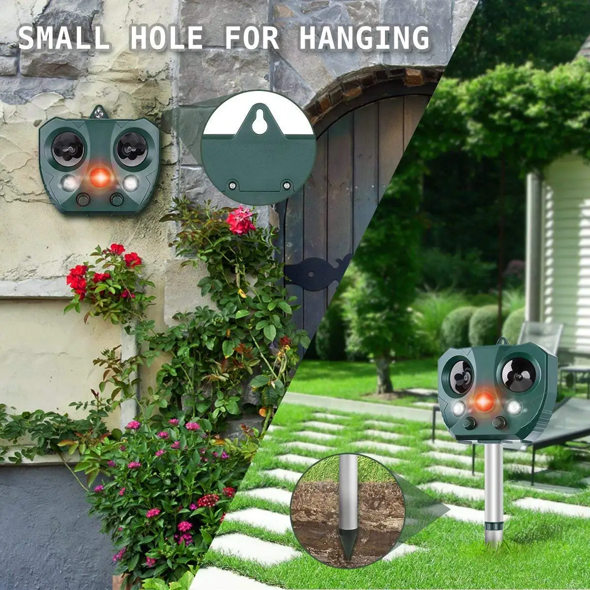 Ультразвуковой отпугиватель животных на солнечной батарее водонепроницаемый