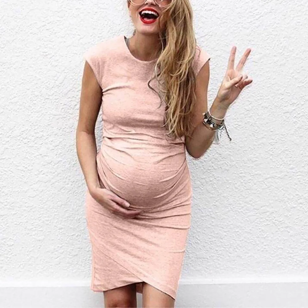 Платье для беременных женщин без рукавов повседневной носки однотонное