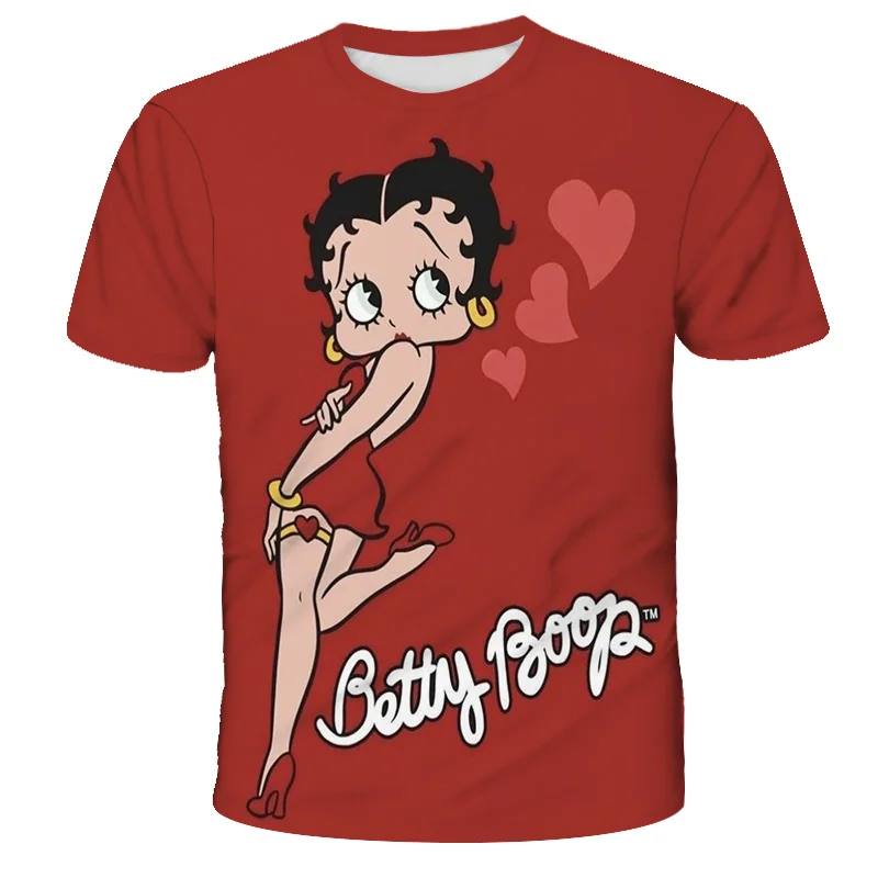 

Summer new style Betty BOOP girl Slim version cartoon 3D printing T-shirt casual girl funny pattern T-shirt home fashion clothin