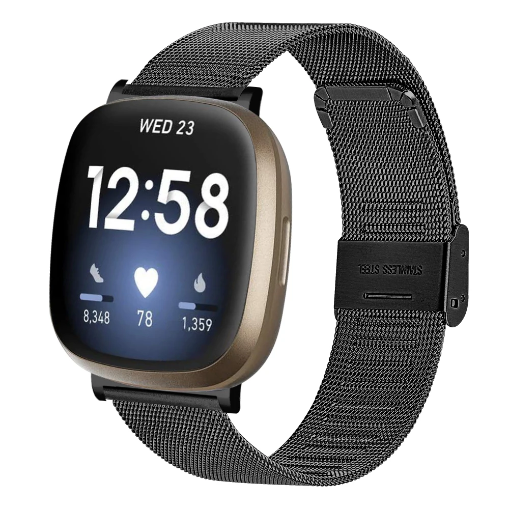 Миланский ремешок Correa для Fitbit Sense Mesh из нержавеющей стали браслета Versa 1 2 3 Lite