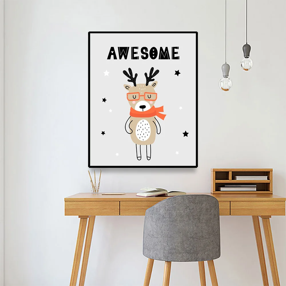 Настенный постер на холсте картина с изображением милой свиньи и зимы