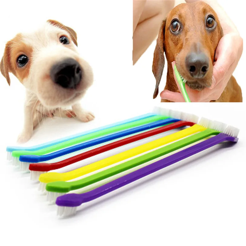 

Pet Cat Dog Tooth Finger Brush Dental Care Pet Mouth Cleaning Sanitary Toothbrush Sturdy Teeth Plastic 17CM Random Color