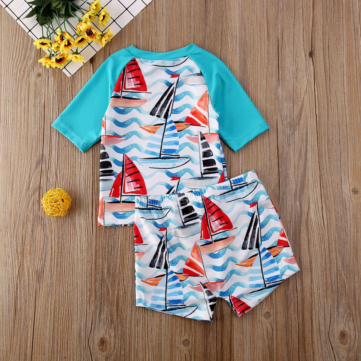 Летний купальный костюм из 2 предметов для маленьких мальчиков и девочек