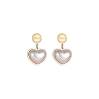 hip hop girls pearl heart dangle earring jewelry stainless steel carving love heart shaped trending drop earrings for women gift