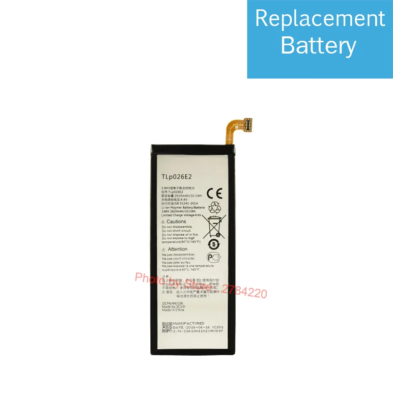 

2610mah Battery For Alcatel TLP026EJ / TLP026E2 OT-6055 Cell Mobile Phone Batterie Batterij Bateria Batteries