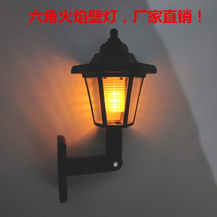 Lâmpada de Parede Pátio ao ar Lâmpada do Gramado Diretas da Fábrica Lâmpada Solar Chama Hexagonal Livre 12led Plugue Pátio Sensor Vendas