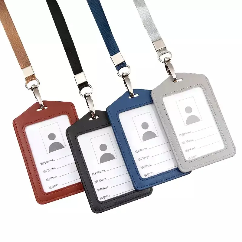 

High Quality Leather Student Access Holder Employee Name ID Card Cover Metal Work Badge Business Case