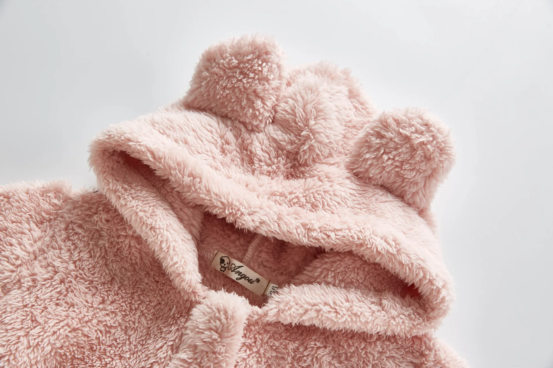 Зимние милые детские теплые плюшевые боди с капюшоном, мягкие комбинезоны на молнии с милыми медвежьими ушками для маленьких мальчиков и девочек