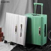 klqdzms 20 inch new creative suitcase extra thin foldable trolley luggage pc innovative cabin rolling bag hot sell