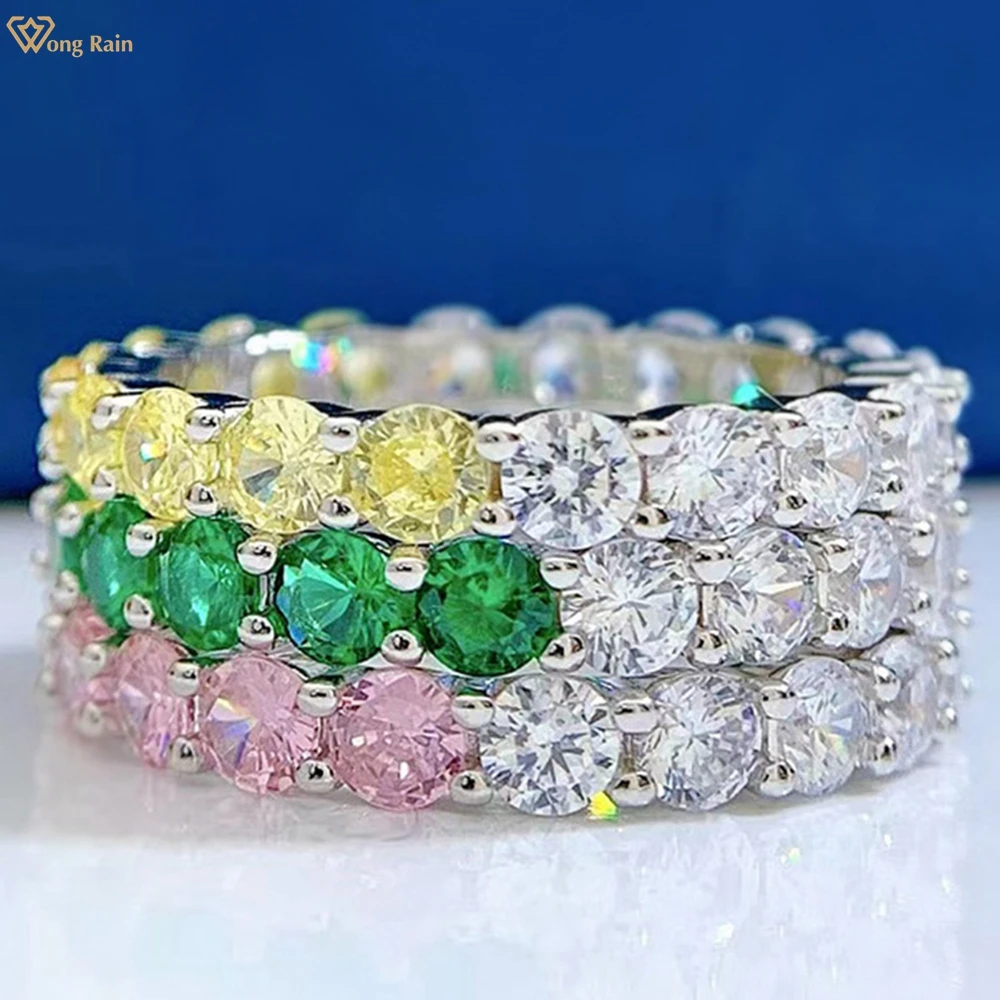 

Wong Rain 100% 925 Sterling Silver Created Moissanite Emerald Citrine Gemstone Romantic Wedding Band Ring Fine Jewelry Wholesale